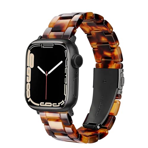 Ayeger Band Compatible with Apple Watch 38mm/40mm/41mm Resin Women Men Wristband Strap Blacelet for iWatch Series 9 8 7 SE 6 5 4 3 2 1(Black Turtle Shell,38mm/40mm/41mm)