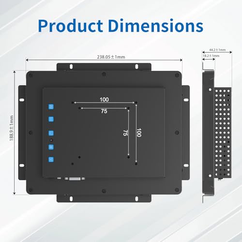Image of 9.7 Inch Open Frame Touch Monitor, PCAP 10-Point Touch Industrial Touchscreen Monitor, with HDMI /VGA /DVI Interface, Active Matrix TFT LCD,LED Backlight, with VESA Mount