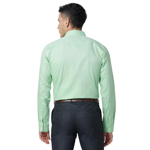 Image of Raymond Men Pure Cotton Slim Fit Structure Pattern Semi Cut Away Collar Formal Shirt