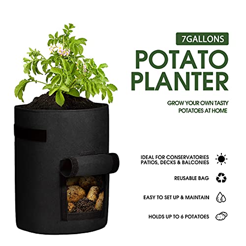Foto von HOUSE DAY Pflanzsack Kartoffeln 30L 3Stück Pflanzsäcke Pflanzsack Tomaten Kartoffelsack zum Pflanzen Kartoffeln Pflanztaschen Stehend Pflanztasche Pflanzbeutel Für Kartoffeln
