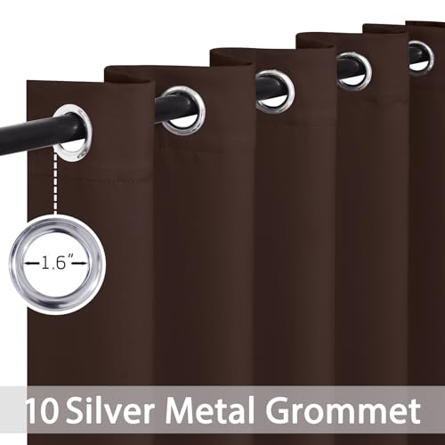 Yakamok Blackout Curtains for Bedroom 2 Panels Set 84 Inch Length Thermal Insulated Room Darkening Dark Black Out Drapery Grommet Window Treatments Drapes for Living Room, 70x84, Chocolate Brown