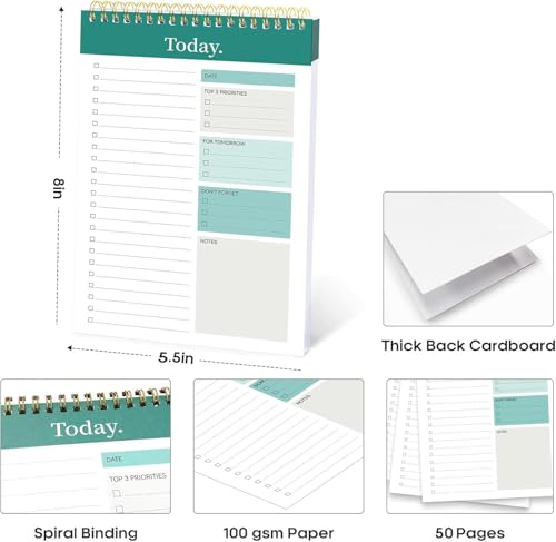 Image of AccuPrints A5 To Do List Notepad - Daily Planner Undated 50 Sheets /100 Pages Tear Off, 5.8 inch x 8.2 inch | Planning Memo Pad | Checklist Productivity Note Pad for Work and Personal Organized