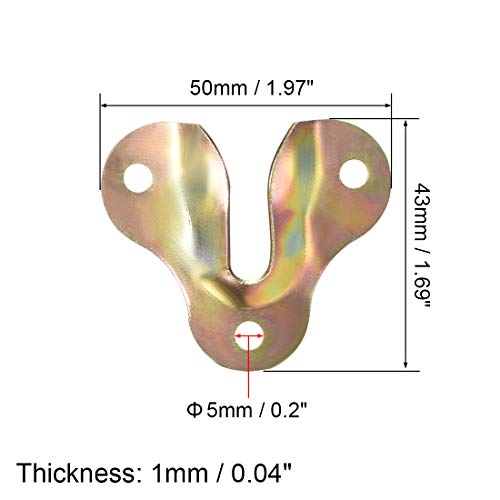 Image of uxcell Flush Mount Bracket, 50x43mm Yellow Zinc Plated Wall Mount Clip Hook for Picture Frame Hanger, 10 Pcs