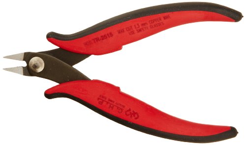 Hakko CHP TR-25-15 Micro Soft Wire Cutter, 1.5mm Stand-off, Reverse Cut, 2.5mm Hardened Carbon Steel Construction, 21-Degree Angled Jaw, 8mm Jaw Length, 16 Gauge Maximum Cutting Capacity