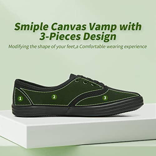 Womens White Canvas Sneakers Low Top Slip On Shoes Lightweight Casual Tennis Shoes(Full Black.us9) #TOP2