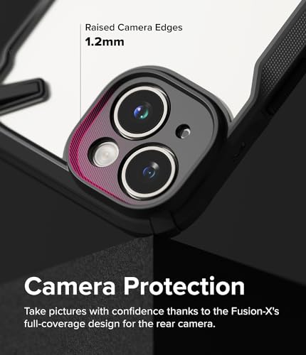 Image of Ringke Fusion-X Compatible with iPhone 15 Case Cover Transparent Hard Back Soft Flexible TPU Bumper Scratch Resistant Shockproof Protection iPhone 15 Back Cover - Black