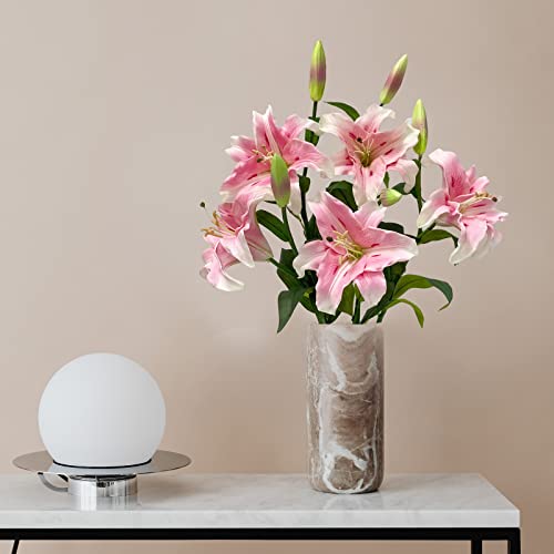 Yironcins Pink Artificial Flower Lily 2 Pcs 30" Long Stem Pu Real Touch Fake Lily Flowers For Wedding Home Party Office Decoration #TOP7