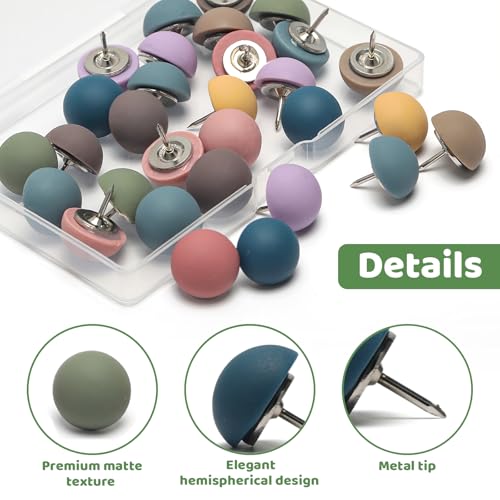 Dermalyx 30 Stück Pinnadeln Bunte Reißzwecken, Kork Pinnwand Nadeln Für Pinnwand Kinderzimmer, Büro & Zuhause, Runde Stecknadeln Mit Kopf, 9 Farben, Dekorative Heftzwecken