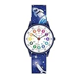 Cander Berlin MNA 1530 A Kinderarmbanduhr Kinderuhr Armbanduhr Junge Mädchen Weltraum Astronaut Rakete Lernuhr wasserdicht
