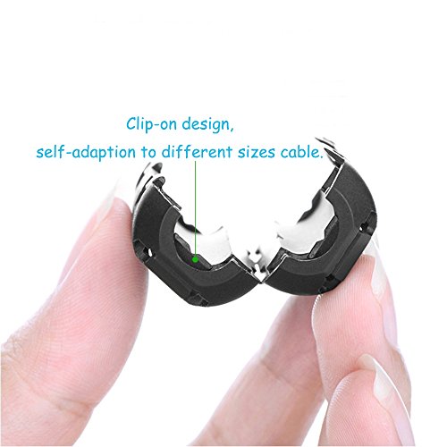 yarachel 50PCS Ferrite Ring Core Ferrite Beads Clip RFI EMI Noise Suppressor Cable Clip for 3.5mm/ 5mm/ 7mm/ 9mm/ 13mm Diameter Cable