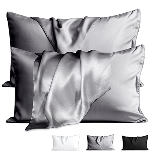 Dioxide Funda Almohada, Juego de 2 Fundas Almohadas 51x76, Transpirable Suave Antiarrugas de Microfibra sin Cremallera (Gris) Cover