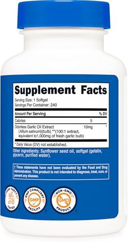 Nutricost Garlic 1000mg, 240 Softgels - Odorless, Premium Gluten Free Supplement - Image 6