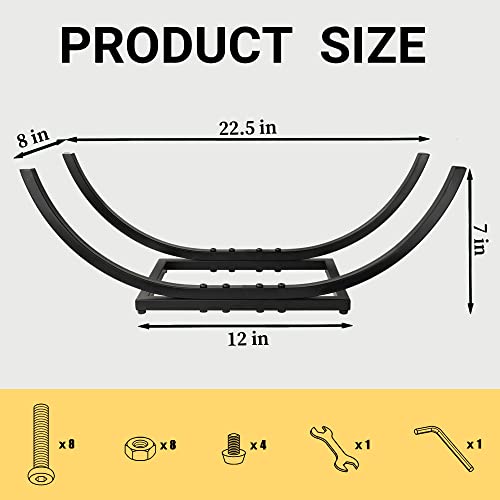 Firewood Rack Outdoor - Curved Wood Rack Log Holder For Fireplace Indoor Fire Wood Storage Holding Stand Heavy Duty (22") #TOP3