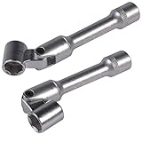 Die beiden Gelenk-Steckschlüssel können Sechskantmuttern oder Achtkantmuttern mit einer Schlüsselweite von 13 mm und 14 mm aufnehmen.