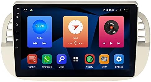 ASURE 9 inch Carplay Android Auto Stereo Car In-Dash GPS Navigation Unit for Fiat 500 500C 2007-2015 White,4Core 2G+32G Android System Car Radio Receiver,SWC,DSP,1280x720 Touchscreen Multimedia Player