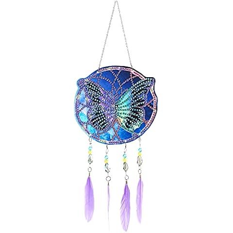 VVBAOZI DIY Butterfly Dream Catcher Diamond Painting Windchimes for Adults Double Sided Crystal Rhinestones Dreamcatcher Diamond Art Wind Chimes Butterfly for Window Cover