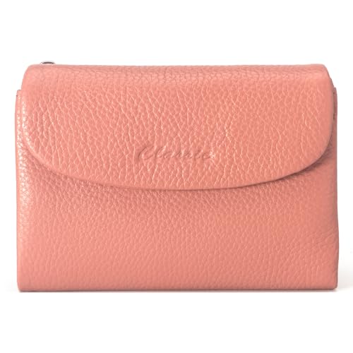 DAMAIKE Genuine Leather Wallet for Women, Bifold, Magnetic Snap, ID Window