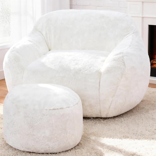 Image of Homguava Giant Bean Bag Chairs for Adults,Large Bean Bag Couch with Ottoman