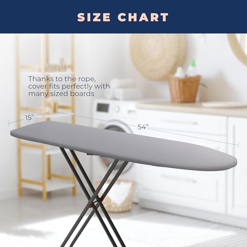 happhom Ironing Board Cover and Pad, Silver Coated Iron Pad Covers for Standard Boards, 4 Layers Extra Thick Heavy Duty Padded Cover, Drawstring Tightening with Scorch and Stain Resistant Padding