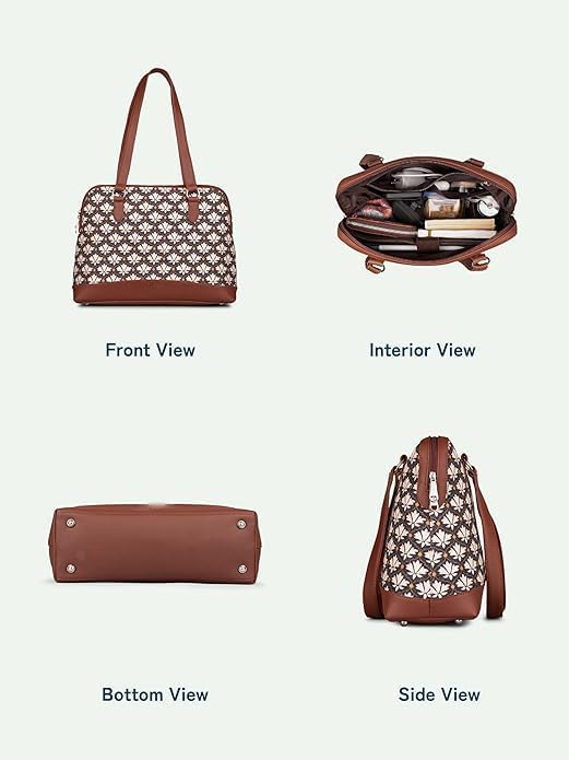 Women’s Jute & Vegan Leather Tote Bag – Handcrafted Work Shoulder Bag with Double Handles, Spacious Carry-All for Office, Daily Use & Travel