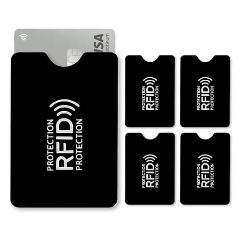 5 Capas Protetor de Cartão por Aproximação, Protetor de Cartão RFID Antifurto, Protetor Magnético para Cartão de Crédito, Débito e Documentos, Cores Variadas (Preto)