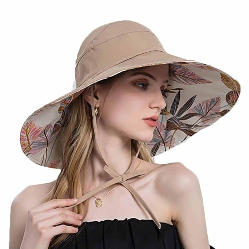 La Mejor Lista de Gorras para Playa los mejores 5. 50 GeorgeX Sombrero de Visera para Mujer con Protección UV Parte Superior Vacía Sombrero para el Sol con ala Ancha y Cola de Caballo para Verano, Viajes, Playa (Caqui)