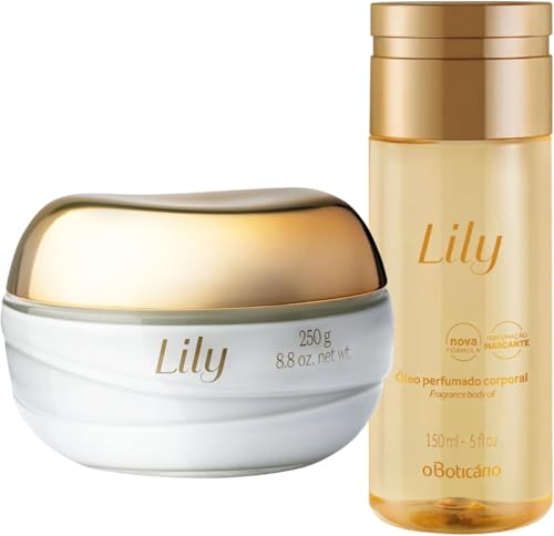 O BoticárioLily Coffret Regalo Set Cuidado de la Piel con 2 Productos | Crema Hidratante Corporal Perfumada Satinado 250g y Aceite Corporal Perfumado 150ml