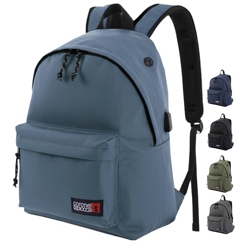 Coronel Tapioca Mochilas Hombre Mochila Hombre para trabajo, viaje, diario, escolar y escolares - 20L de Capacidad, Azul Claro