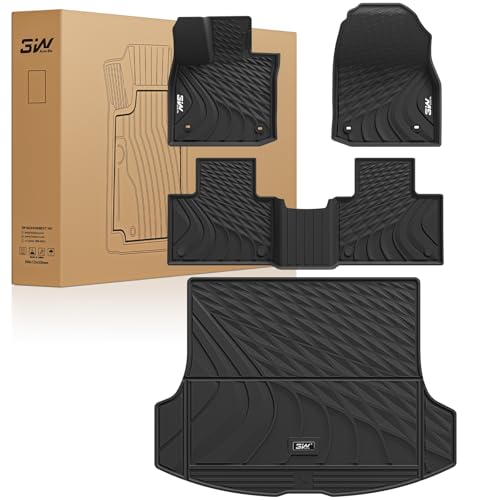 3W Floor Mats & Cargo Liner for Lexus RX/RX350/RX 350h/RX500h 2023-2025 2026 (Not fit Lexus RX450h+ PHEV) TPE All Weather Custom Fit Floor Liner & Trunk Mats 1st &2nd Rows Car Mats & Cargo Mat Black