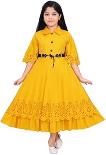 Kid Girls Solid Long A-line Frock Dress| Comfortable, Breathable, Lightweight, Skin Friendly|SL_46 Price In India