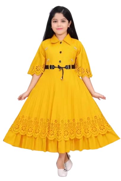 Kid Girls Solid Long A-line Frock Dress| Comfortable, Breathable, Lightweight, Skin Friendly|SL_46 - Review, Price and Buying Guide