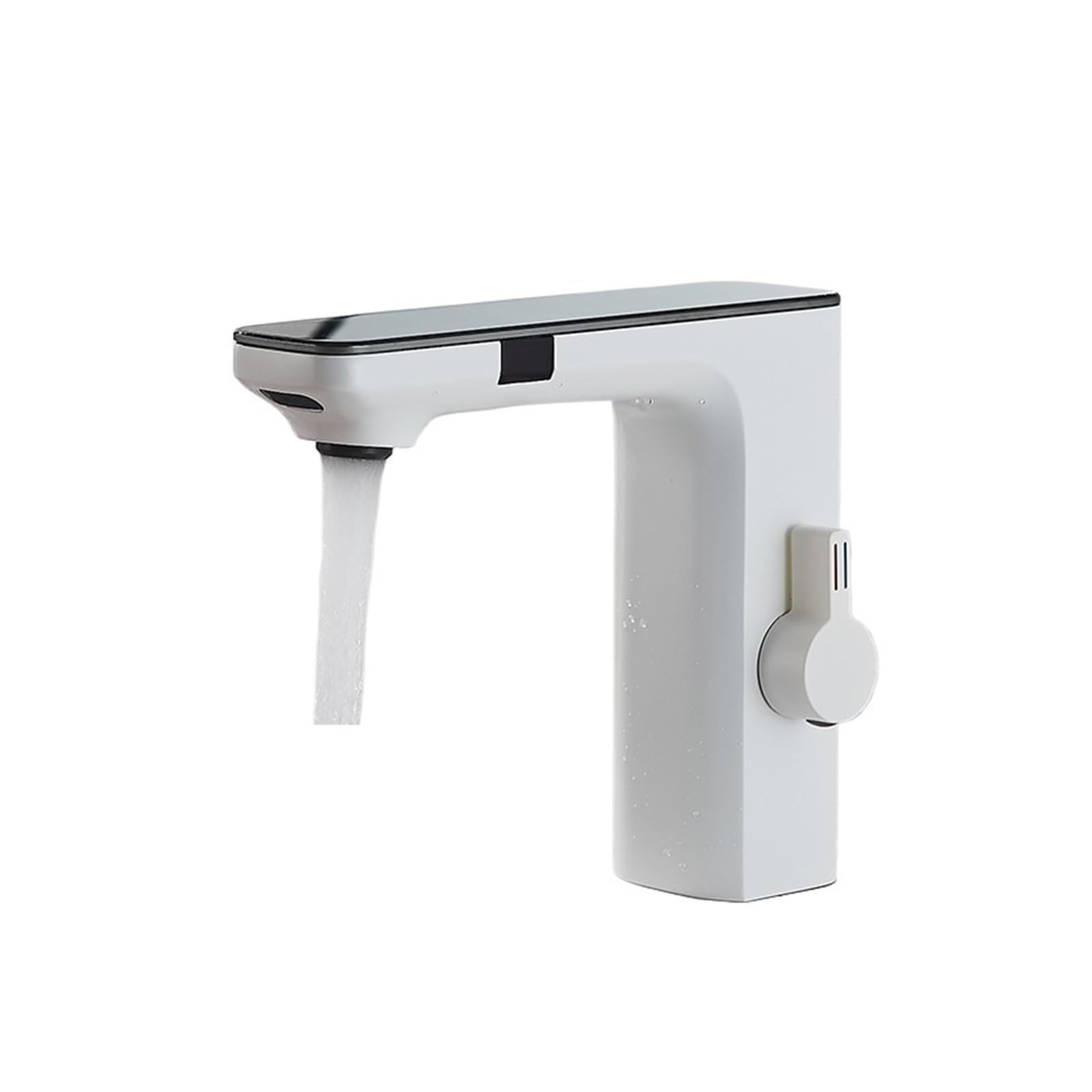 CZYWKDDPP Kitchen Tap, Gun Grey Smart Sensor Basin Faucet, Digital Display Screen Hot Cold Water Mixer Vanity Touchless Faucet for Bathroom Basin(White A)