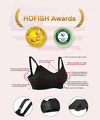 Women's Adjustable Seamless Nursing Bra Push Up Comfort Sleep Bralette Black,3Pcs/Pack(Black),Medium #TOP1