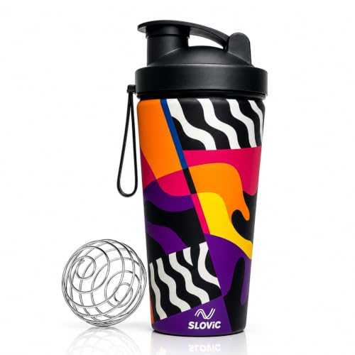 Image of SLOVIC Steel Shaker For Gym [750 ML] | Gym Bottles For Men | Gyms Shaker for Men | Odor Free Protein Shaker Bottle For Protein Shake, Leakproof Stainless Steel Shakers Bottle For Exercise | 4D Design