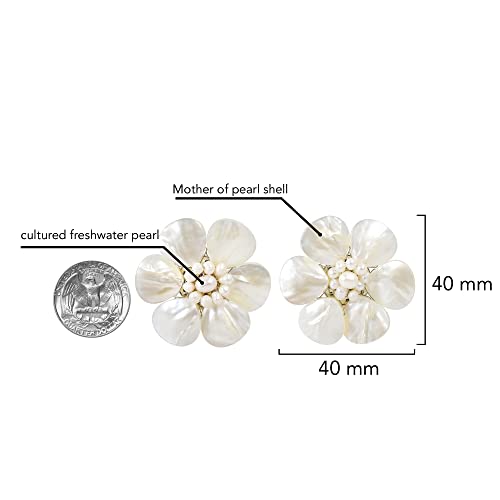Aeravida Pretty White Mother Of Pearl Flower Clip On Earrings For Women #TOP3