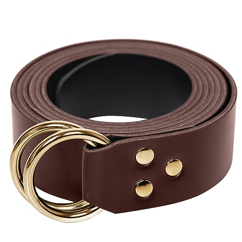 Medieval Halloween Leather Belt Viking Renaissance Double O Ring Belts Reenactment Accessory2