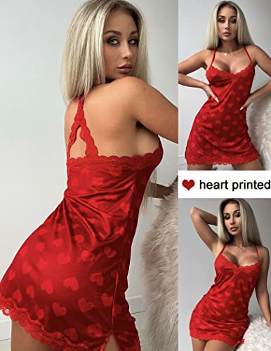 Image of Avidlove Womens Nightgown Sexy Lace Sleepwear V Neck Full Slip Chemise Lingerie Cotton Night Gowns Babydoll Sleepshirt