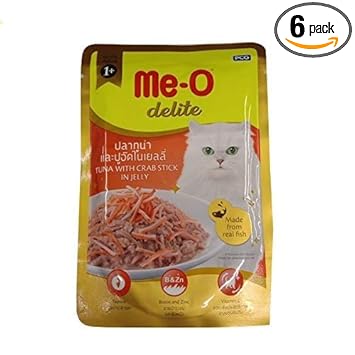 Heads Up For Tails Me-O Delite Pouch Tuna with Crab Stick in Jelly (70 g) - Pack of 6