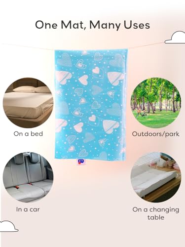 Image of SuperBottoms Diaper Changing Mat for Baby - Waterproof & Washable Bed Protector | Super Absorbent, Lightweight, Breathable InstaDry Playmat (50cm x 70cm) - Breezy Blue (Small)