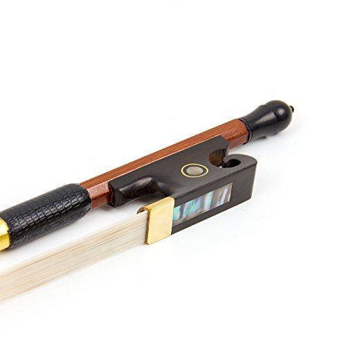 Image of Violin Bow 4 /4, Fiddle Imitation Pernambuco Round Stick OX Horn Frog Horse Hair for Violin Parts Beginner Practice