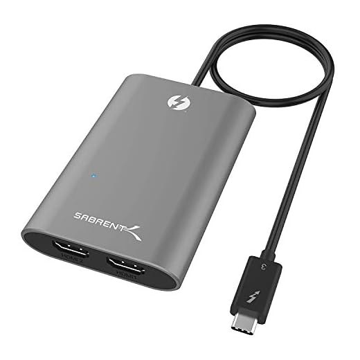 Sabrent Thunderbolt 3 to Dual HDMI 2.0 Adapter [Supports Up to Two 4K 60Hz Monitors on Mac and Some Windows Systems] (TH-W3H2)