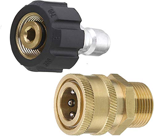 Image of Tool Daily Pressure Washer Adapter Set, Quick Connect Kit, Metric M22 15mm Female to M22 Male Fitting, 5000 PSI