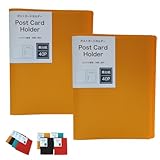 ポストカードホルダー 2冊セット｜はがき・年賀状・ポストカード収納｜推し活カードがキレイに収まる黒台紙アルバム｜40枚収納×2 (黄×2)
