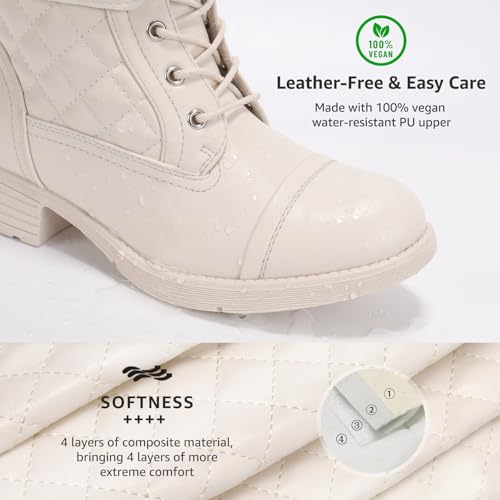 Image of STQ Womens Combat Boots Lace Up Ankle Booties With Side Zipper Fall Winter