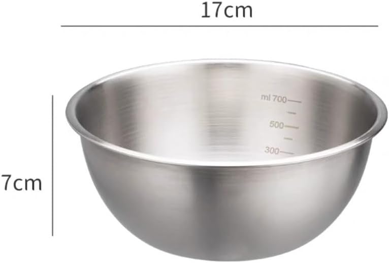 Mixing Bowls Stainless Steel Mixing Bowl Kitchen Mixing Salad Bowl Cooking Bowl Nesting Set for Food Prep(Silver,17cm)