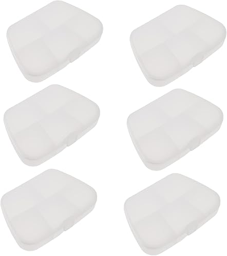 Pastillero pequeño, organizador de maquillaje, contenedor transparente, caja de almacenamiento portátil, 6 cajas de medicamentos portátil,