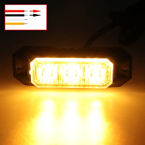Raryloy 3 Amber Led Strobe Lights For Trucks Vehicle Emergency Flashing Car Lights Led Mini Grille Lamp Hazard Mount Emergency Strobe Lights Kit 12V -24V For Off Road Car With Sync Function #TOP1