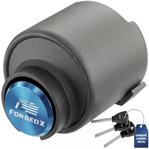 FORGEDX Trailer Lock Heavy Duty Anti Theft, Fits 2 5/16-Inch Couplers, Secures Safety Chains, for Trailers, RVs, and Boats, Stainless Shield Pro,Blue