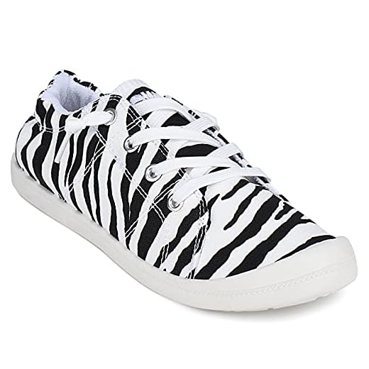 Womens Canvas Sneakers Casual Shoes Low Tops Slip Ons Classic Comfortable Tennis Walking Shoes Zebra 10