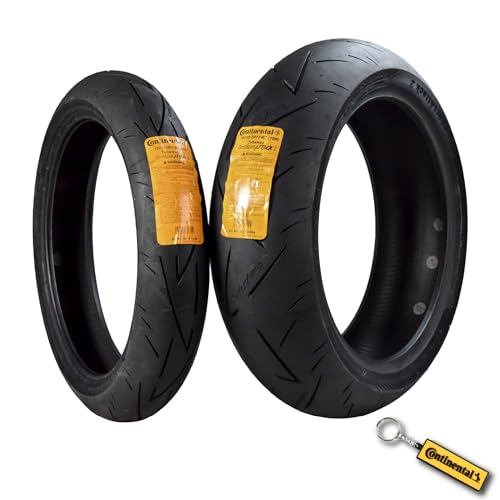 Continental Conti Sport Attack 2 120/70ZR17 Front & 190/55ZR17 Rear Sports Motorcycle Tires - High-Performance Grip, Enhanced Stability, and Quick Warm-Up 120/70-17, 190/55-17 with Keychain